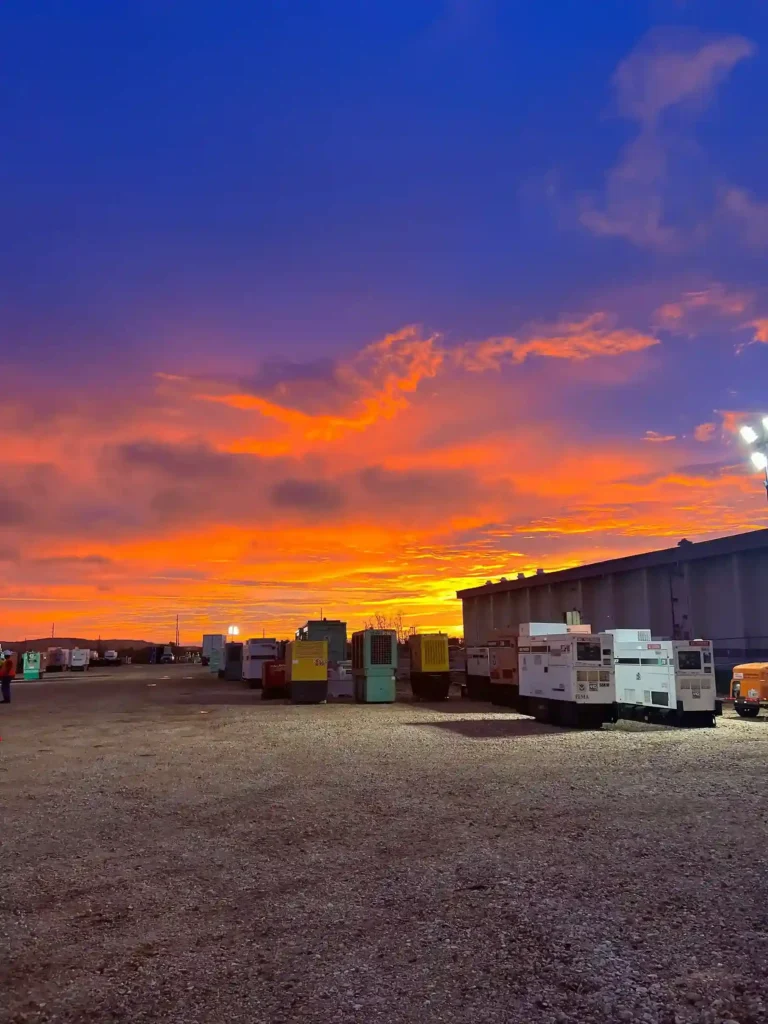 RED Staffing man camp setup with temporary housing units at a disaster zone staging area